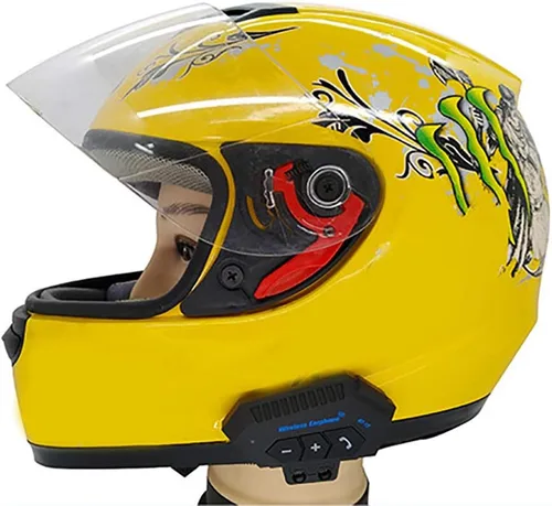 Vista 3 de Denpetec Intercomunicador de casco Bluetooth, sistema de comunicación de casco de motocicleta BT-12 compatible con manos libres, música estéreo