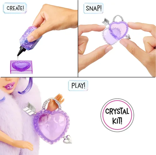 Vista 3 de Rainbow High Creative Crystals Violet - Muñeca de moda púrpura de 11 pulgadas con kit Make It de accesorios de cristal, anillo para ti, bricolaje