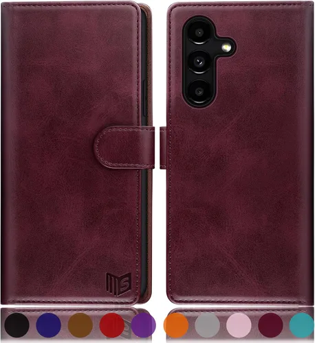 Vista 11 de SUANPOT Funda tipo cartera para Samsung Galaxy S24 5G con bloqueo RFID, tarjetero de crédito, funda protectora de piel sintética con tapa para Negro