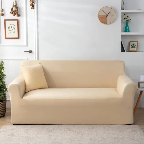 Vista 5 de Qubjus Funda de sofá moderna de alta elasticidad para sofá cama de dos cojines, funda de sofá sólida antideslizante, lavable, protector de muebles