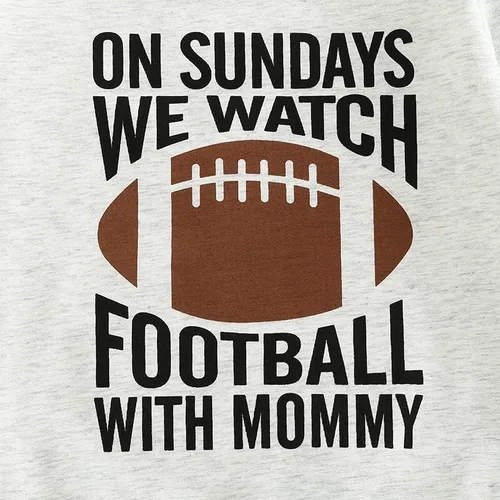 Vista 6 de Chloefairy Sudadera para bebé niño y niña los domingos con texto en inglés We Watch Football with Daddy, camiseta para mamá, camiseta de otoño