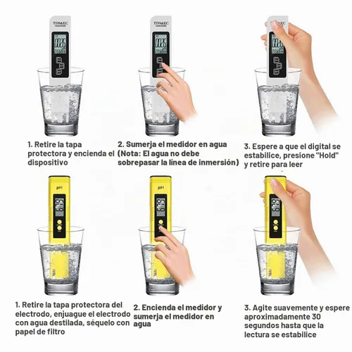 Vista 6 de GuDoQi Medidor de PH, TDS Medidor Combo, Kit de Prueba de Agua de Piscina, Probador de PH Digital, Medidor PPM, 0.01 Resolución TDS PH EC