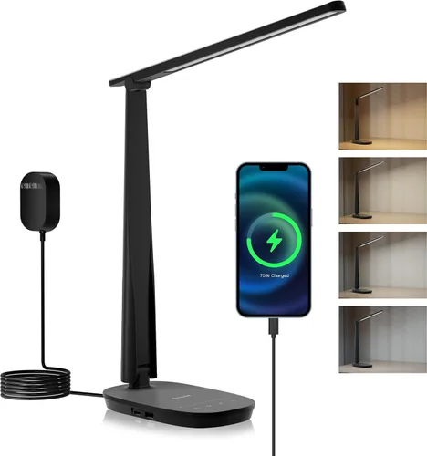 Vista 9 de Honeywell Lámpara LED de escritorio - HWT-H2 Sunturalux™ Lámpara de escritorio plegable para cuidar los ojos con puerto de carga USB A+C de doble
