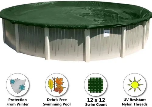 Vista 2 de Supreme - Cubierta de piscina de invierno para piscinas redondas de 12 pies Verde/Negro Fácil de instalar, protección UV y duradera Incluye