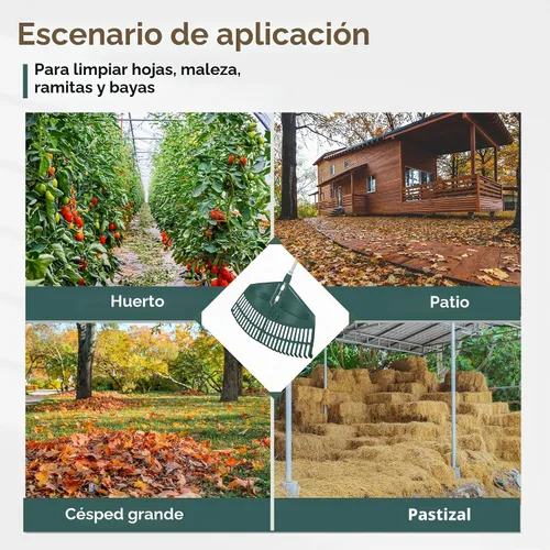 Vista 5 de ORIENTOOLS Rastrillo de hojas ajustable de 69 pulgadas con mango de 5 secciones, cabezal de plástico duradero de 26 dientes, diseño de doble uso que