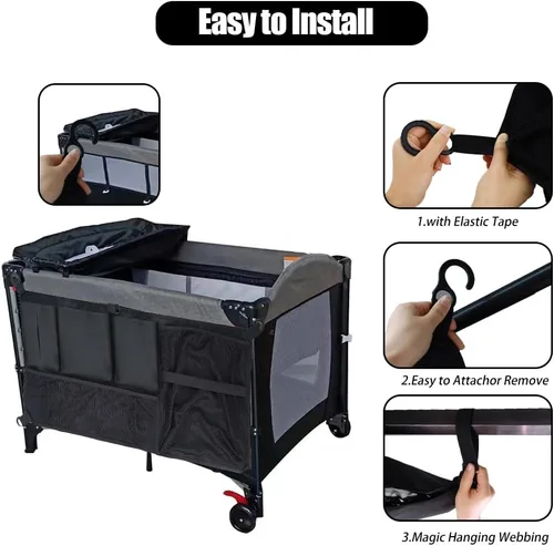 Vista 4 de Red de carga para cochecito, organizador de accesorios Abnaok Wagon compatible con modelos WONDERFOLD Serie W, bolsa de almacenamiento de malla