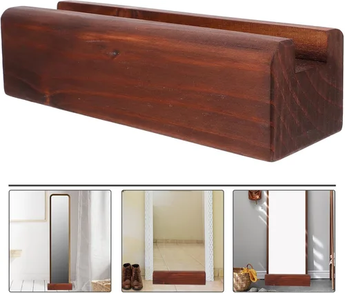 Vista 9 de Uonlytech Soporte de espejo de piso, base de soporte de madera de 9.84 x 3.14 x 2.75 pulgadas, soporte de espejo estable para uso en el hogar
