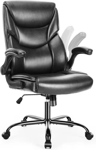 Vista 8 de DUMOS Silla de oficina, silla ergonómica de cuero, soporte lumbar, color Gris
