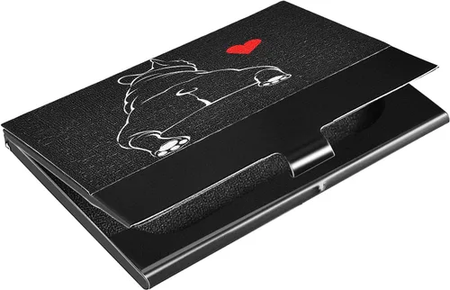 Vista 7 de ALAZA Titular de la tarjeta de visita de la vendimia de la música del casete de audio de cuero de acero inoxidable delgado bolsillo cartera
