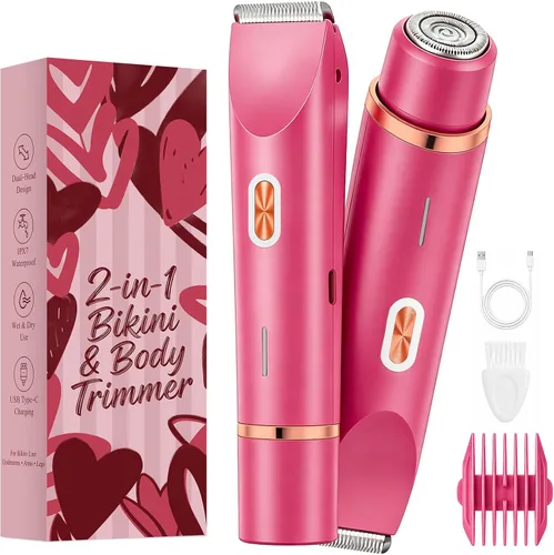 Vista 8 de Afeitadora eléctrica impermeable 2 en 1 para mujer, color oro rosa