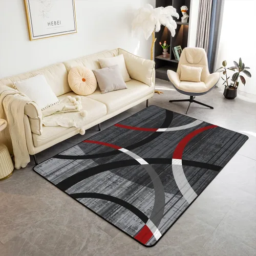 Vista 14 de Alfombra de área en espiral colorida de 3 x 5 pies, abstracta y moderna geométrica, decoración de remolinos, antideslizante, para hombres, mujeres