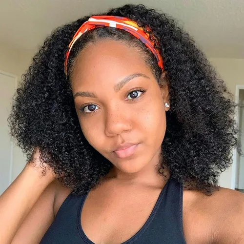 Vista 12 de Boopwine Peluca de cabello humano rizado con diadema para mujeres negras, 28 pulgadas, sin pegamento, sin encaje frontal, peluca de cabello virgen