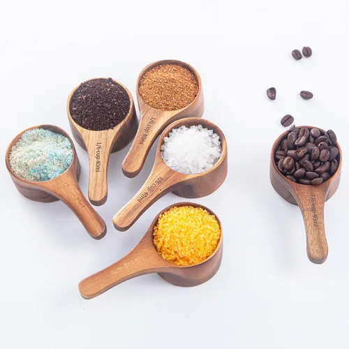 Vista 7 de Cuchara de café de madera, 4 cucharas de madera para tarros, cucharas medidoras pequeñas para café molido, té, azúcar, condimentos, cuchara