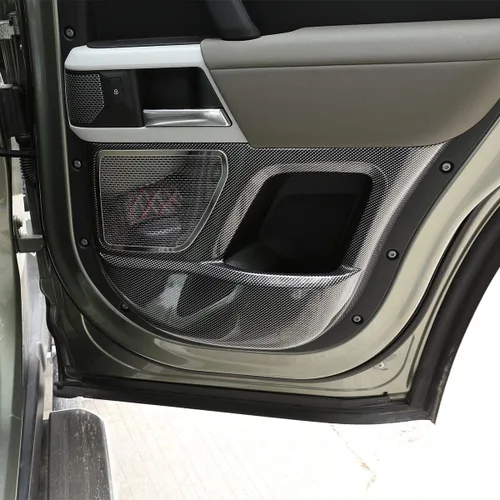 Vista 4 de Cubierta de panel antipatadas para puerta interior de automóvil para Land Rover Defender 2020 2021 (estilo de fibra de carbono)