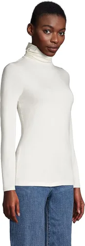 Vista 4 de Lands' End - Suéter ajustado, ligero, de cuello alto y manga larga para mujer