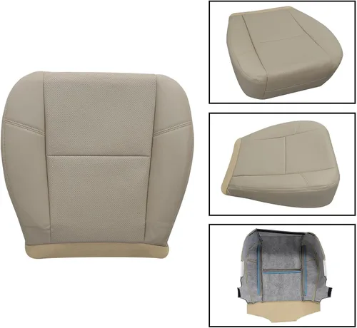 Vista 4 de FZJDSD - Funda de asiento de piel de microfibra de repuesto perforada para el lado del conductor o del pasajero, color marrón claro de cachemira