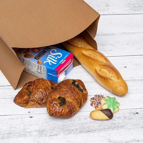 Vista 6 de Bolsas de papel Kraft desechables de Prime Line Packaging, bolsas para lonchera extra grandes para llevar golosinas, comestibles, uso en panadería
