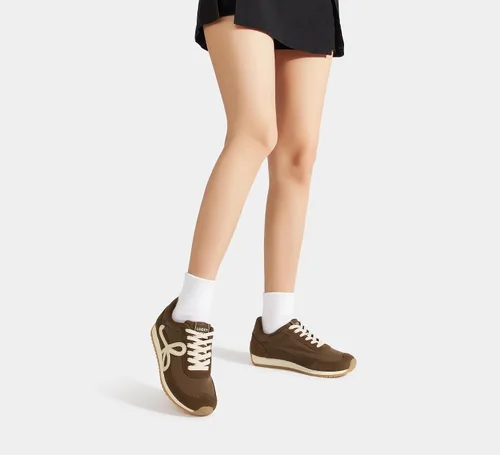 Vista 2 de LUCKY STEP - Zapatillas de moda para mujer, elegantes, de caña baja, clásicas, retro, casuales, cómodas, para correr y caminar Marrón oscuro