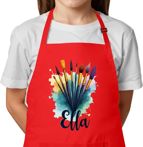 Vista 7 de Delantal con Nombre Personalizado para Pintura y Manualidades de Niños – Idea de Regalo Única para Calcetín Navideño para Niños y Niñas – Regalo