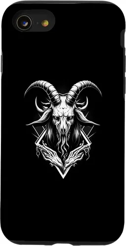 Vista 13 de iPhone 15 Goat Baphomet - Funda demoníaca gótica oculta