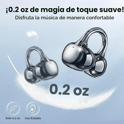 Vista 3 de ZIHNIC S26 Auriculares Inalámbricos con Clip, Auriculares Inalámbricos de Oído Abierto Bluetooth 5.4 con Micrófono, IPX5 Resistente al Agua, 35 Negro