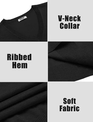 Vista 4 de COOFANDY Chaleco sin mangas para hombre, chaleco ligero de algodón con cuello en V