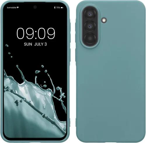 Vista 211 de kwmobile Funda compatible con Samsung Galaxy A12 - Funda protectora de silicona TPU suave y delgada - Azul Báltico