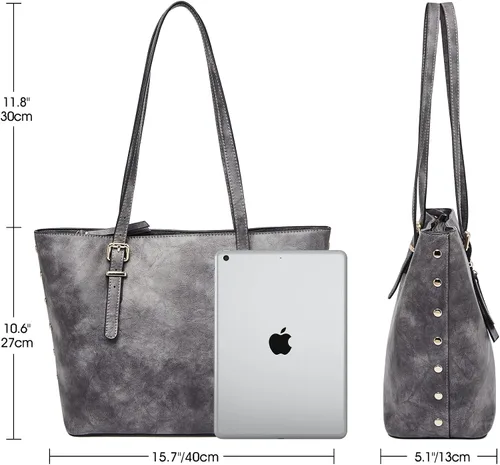 Vista 3 de FOXLOVER Bolso de hombro de cuero vegano para mujer, bolso grande vintage