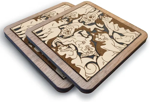 Vista 7 de Posavasos de Rompecabezas de Madera con Perro American Pit Bull Terrier - Regalo Único para Amantes de Perros Pitbull, Posavasos de Rompecabezas