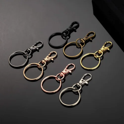 Vista 7 de Hotop Juego de 100 cierres giratorios de 50 piezas con 50 anillos de llavero, ganchos de clip para llavero de langosta para llavero, joyería