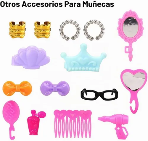 Vista 4 de 40 bolsas de accesorios para muñecas, collar de corona, peine para muñeca