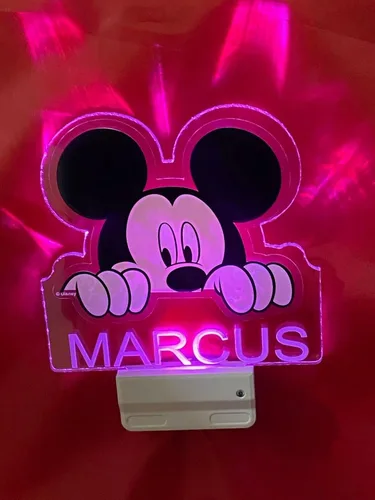 Vista 9 de Mirror Mania Store Lámpara de mouse con enchufe de luz nocturna LED personalizada grabada gratis hecha a pedido, decoración de habitación de niñas