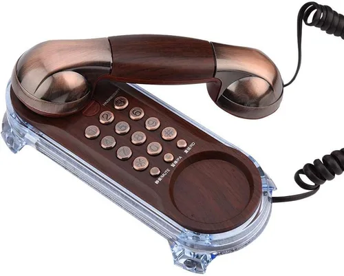 Vista 7 de Teléfono de montaje en pared, teléfono antiguo retro montado en la pared, teléfono fijo de moda para hotel en casa, con luz inferior y alfombrilla