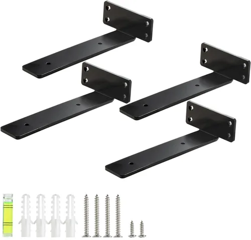 Vista 15 de HEART ART Soportes flotantes para estantes de 6 pulgadas, color negro resistente, paquete de 2 6 pulgadas de largo x 1.3 pulgadas de alto x 1.3