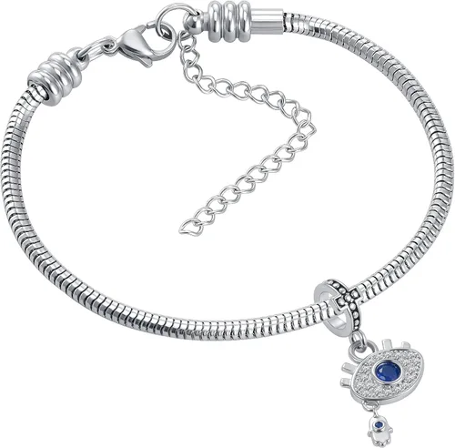 Vista 5 de QeenseKc Dije de ojo malvado Claddagh con dije de corazón de buena suerte cuentas doradas para pulsera Pandora