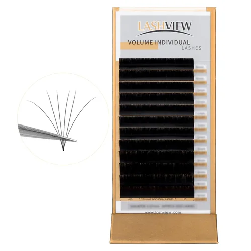 Vista 10 de LASHVIEW - Extensiones de pestañas individuales de seda de imitación de visón de 0.07mm de grosor y rizado C de 8-15mm de volumen mixto