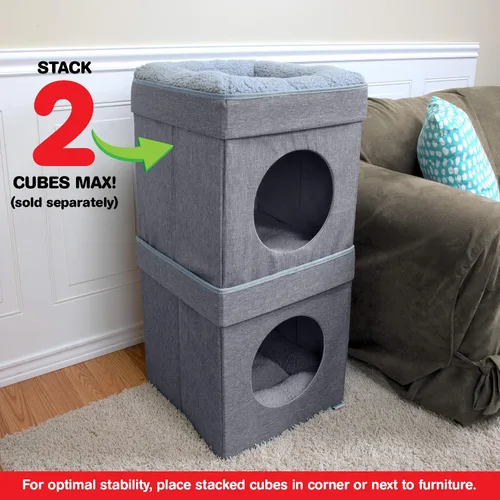 Vista 3 de Kitty City Muebles de cubo para gatos de interior, cubo gris