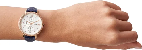 Vista 4 de Fossil Reloj Jacqueline de cuarzo de acero inoxidable y cuero para mujer, Jacqueline ES5207 - Reloj de 3 manecillas