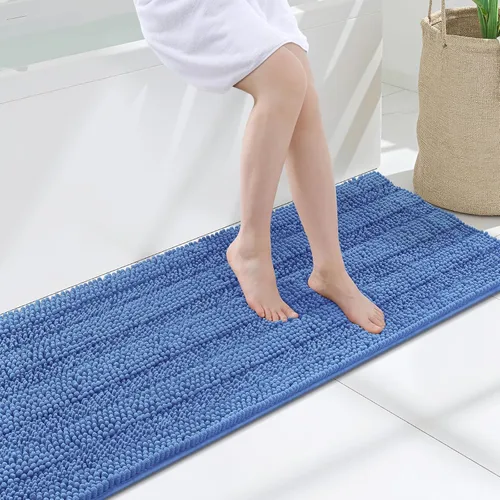 Vista 249 de Grandaily Alfombras de baño de felpilla a rayas de 24 x 16 pulgadas, extra gruesas y suaves, absorbentes, parte trasera de goma, alfombra de ducha