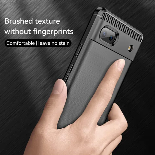 Vista 3 de Funda para teléfono Google Pixel 6A 5G, a prueba de golpes, protección anticaídas, funda flexible de fibra de carbono TPU (negro)