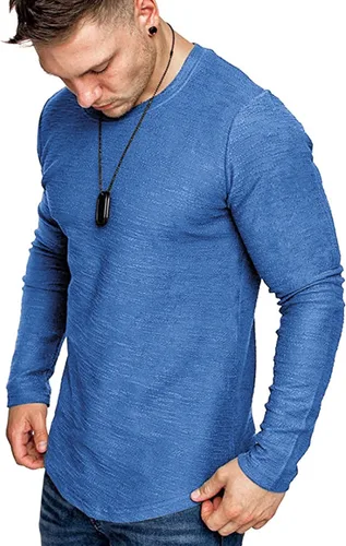 Vista 15 de Camiseta de Moda para Hombre, Camiseta Muscular de Gimnasio, Entrenamiento, Camiseta Atlética de Algodón, Camiseta Superior 240-azul