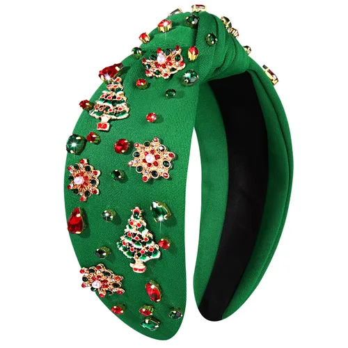 Vista 18 de Diadema de Navidad para mujer, accesorios de Navidad con cuentas, arco de Navidad, árbol, copo de nieve, diadema anudada HOHOHO, rojo y verde, perla