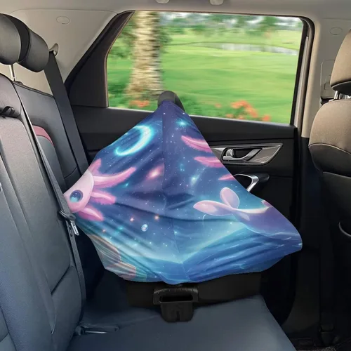Vista 6 de Binienty Axolotl - Toldo para asiento de automóvil para mujer, diseño de delfín, con estampado de animales, para lactancia, estirable