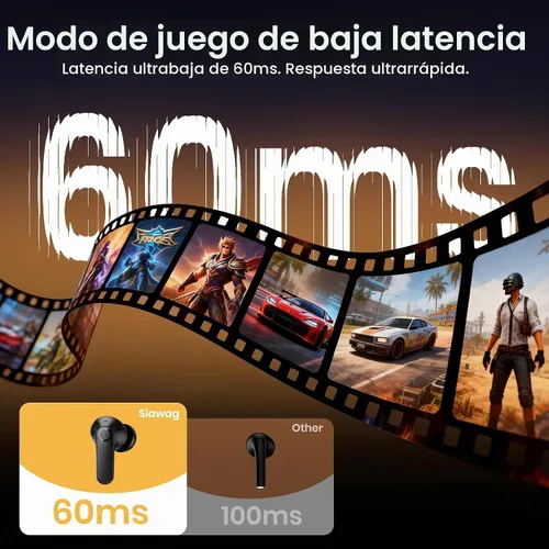 Vista 6 de Auriculares inalámbricos 5.4 Bluetooth 100H Auriculares Bluetooth Auriculares con cancelación activa de ruido, auriculares intrauditivos con 4