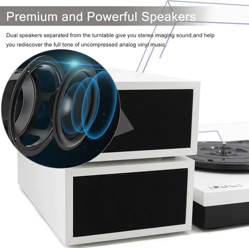 Vista 5 de LP&No.1 - Paquete de tocadiscos moderno con altavoces estéreo de estantería de doble potencia, preamplificador phono incorporado, transmisión por