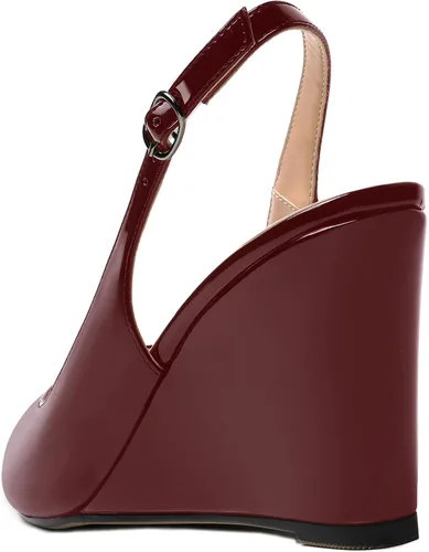 Vista 7 de WAYDERNS Sandalias de cuña de tacón alto con hebilla para mujer, con puntera abierta, puntera abierta, de moda, color sólido, correa ajustable