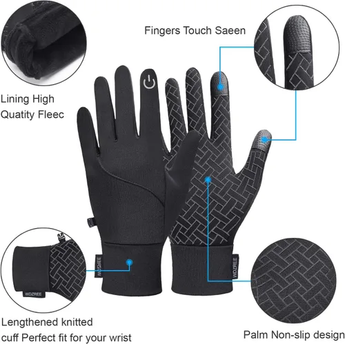 Vista 3 de Guantes de invierno para hombres y mujeres, pantalla táctil térmica, resistentes al agua, resistentes al viento, antideslizantes, palma cálida