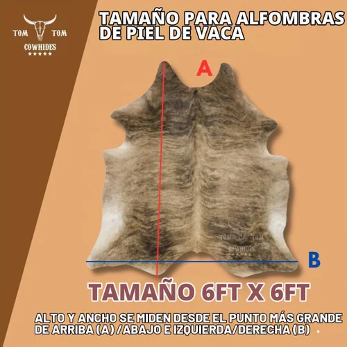 Vista 3 de Alfombra de piel de vaca 6x6 Brindle Medium Piel Natural