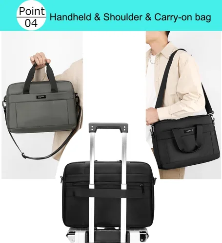 Vista 5 de zhongningyifeng Maletín para laptop de 14 pulgadas para hombres y mujeres, impermeable, de nailon, ligero, para el hombro, para negocios, oficina