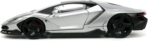 Vista 2 de Lamborghini Centenario Gris Metálico con parte superior negra Hyper-Spec Series 1/24 Modelo de auto fundido a troquel por Jada